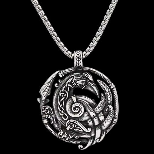 Viking keltisch Halskette mit Anhänger "Odins Rabe" aus Edelstahl