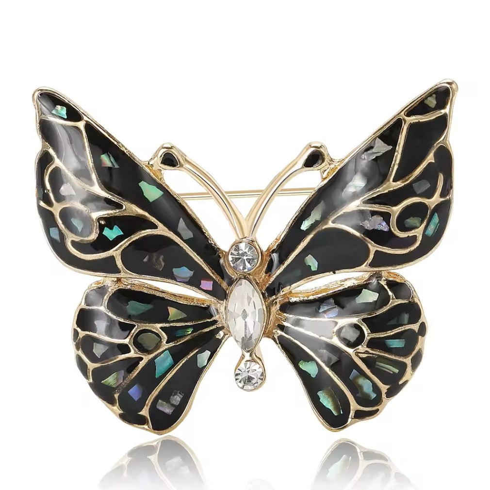 Retro Brosche prunkvoller Schmetterling in schwarz zierlich