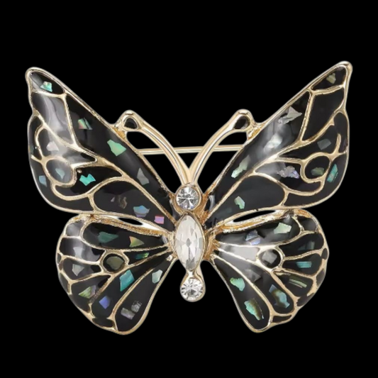 Retro Brosche prunkvoller Schmetterling in schwarz zierlich