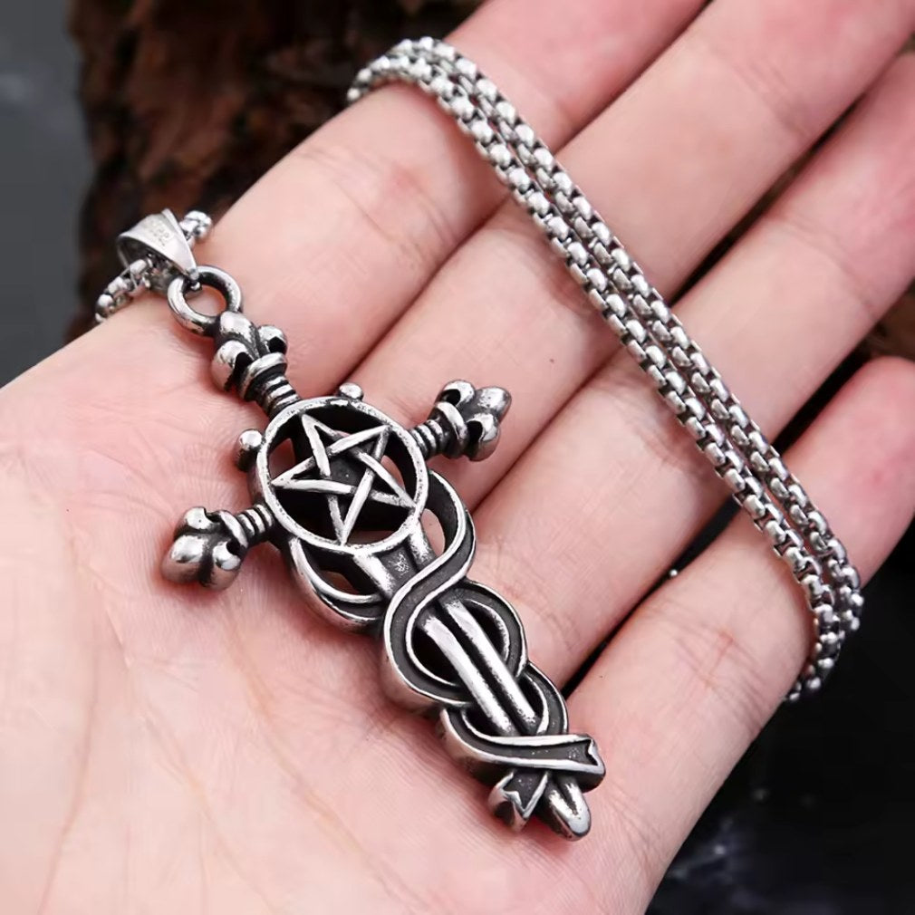 Gothic Halskette mit Anhänger Pentagramm mit Schlange