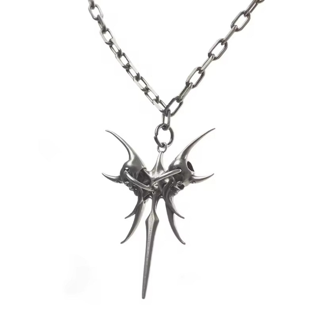 Gothic Punk Tribal Spikes Anhänger Halskette – Metallegierung