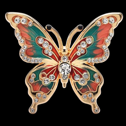 Vintage Schmetterling-Brosche mit Strass und Emaille