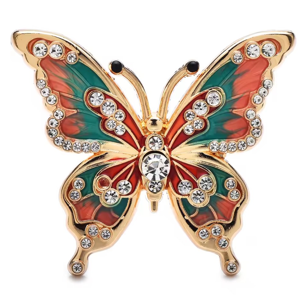 Vintage Schmetterling-Brosche mit Strass und Emaille