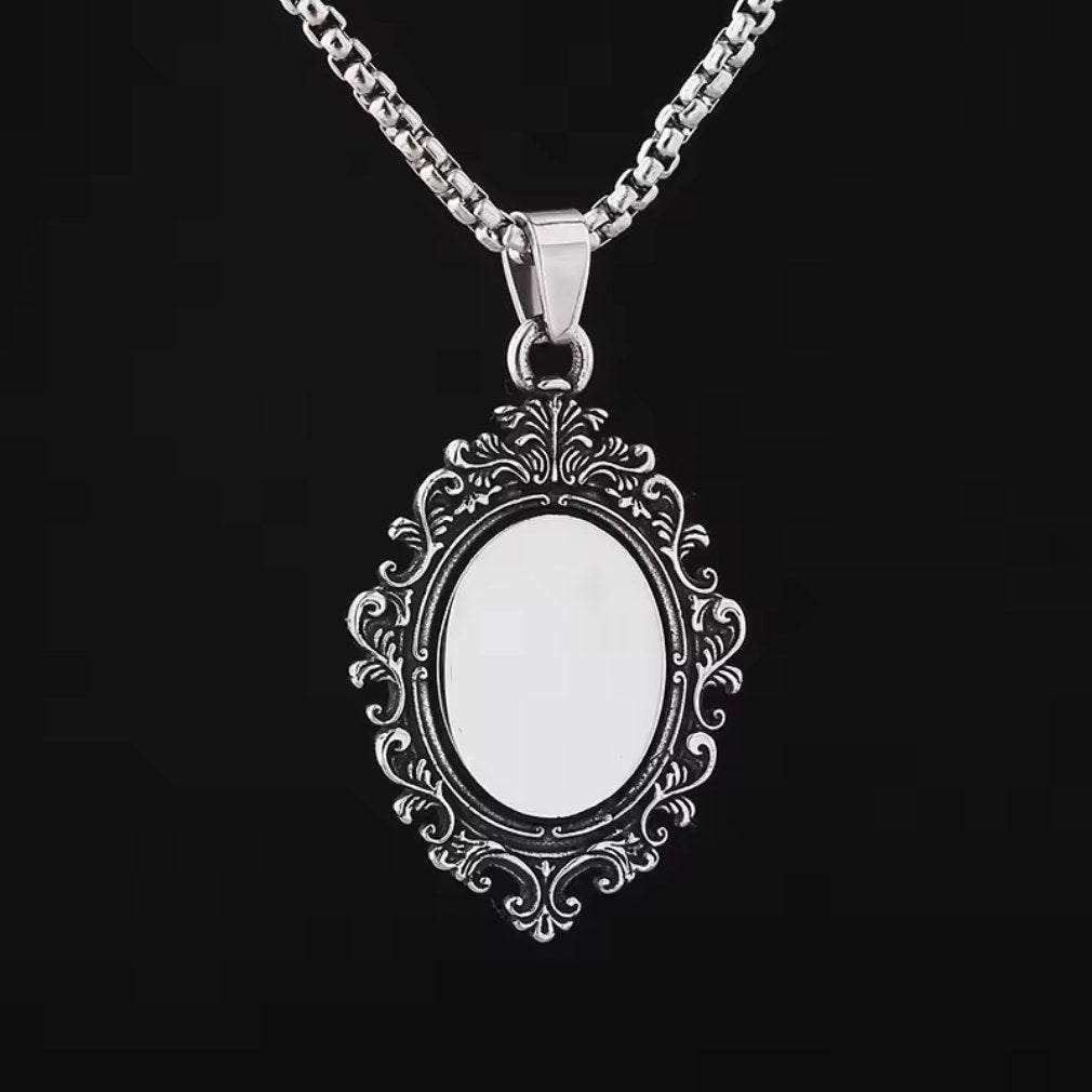 Nostalgische Halskette mit Anhänger "Dark Rose" Edelstahl