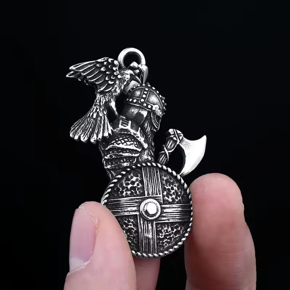 Viking Warrior Valkyrie Wikinger mit Axt Edelstahl Halskette