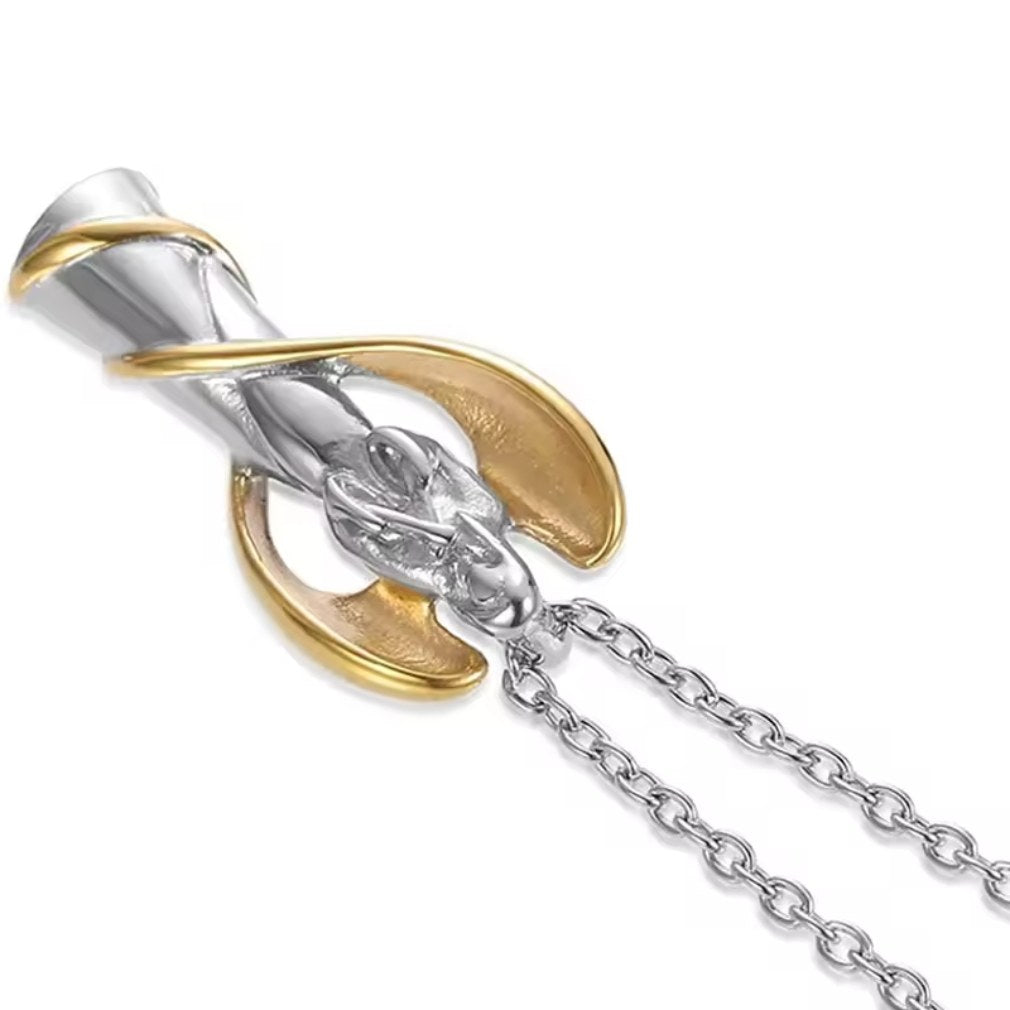 Urnen-Asche Halskette "Betender Engel" aus Edelstahl silber-gold