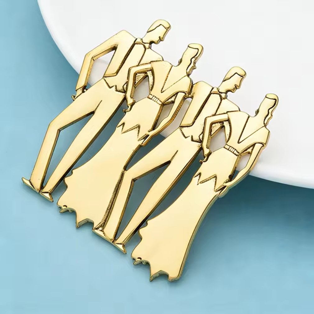Vintage Art Deco Tanzpaar Brosche Gold - Maße 5,6 x 6,2 cm, Gewicht 20,2 g