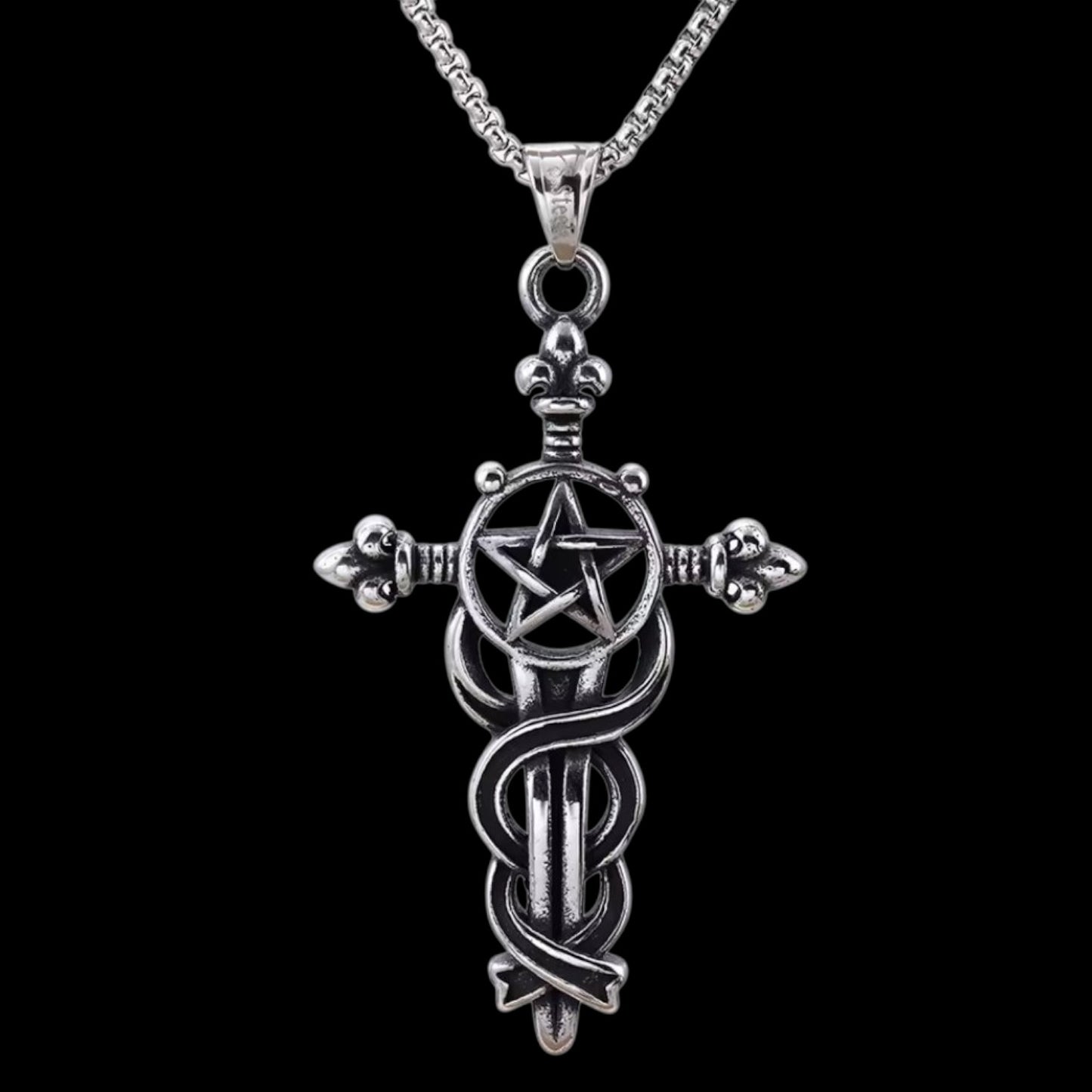 Gothic Halskette mit Anhänger Pentagramm mit Schlange