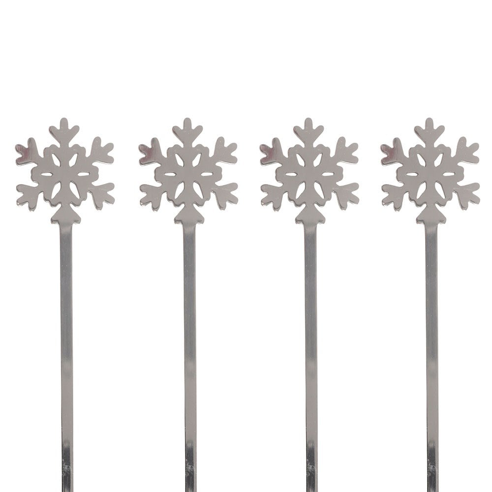 Schneeflocken Löffel 4er-Set – Nahaufnahme Schneeflocken-Griffe, Detail Ausschnitt