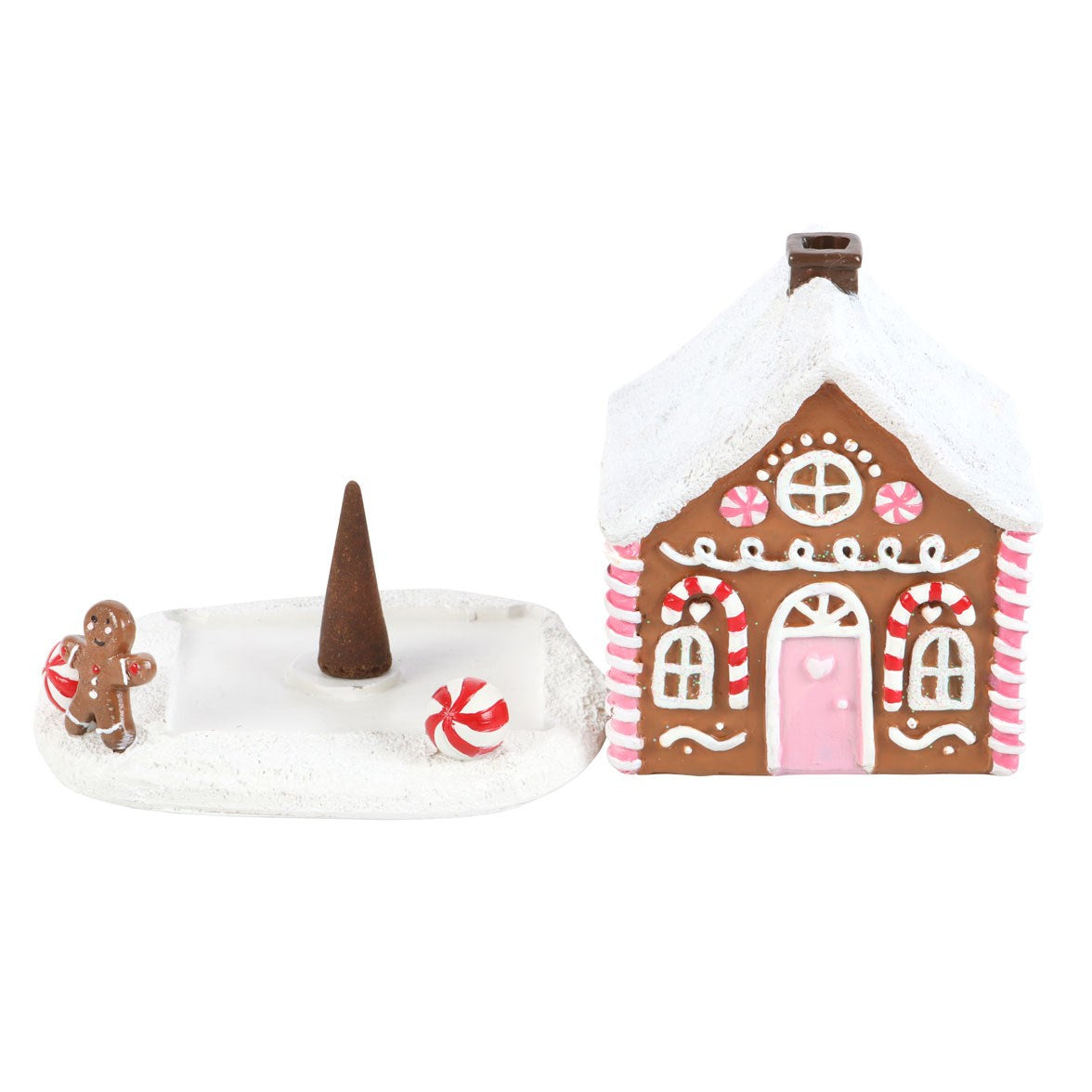 Süßes rosa Lebkuchenhaus als Räucherkegelbrenner