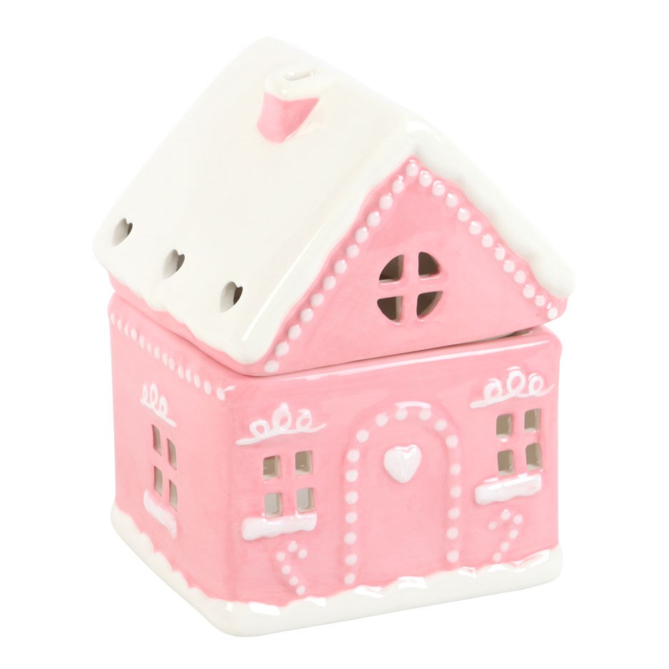 Süße Duftlampe „Lebkuchenhaus“ in Rosa