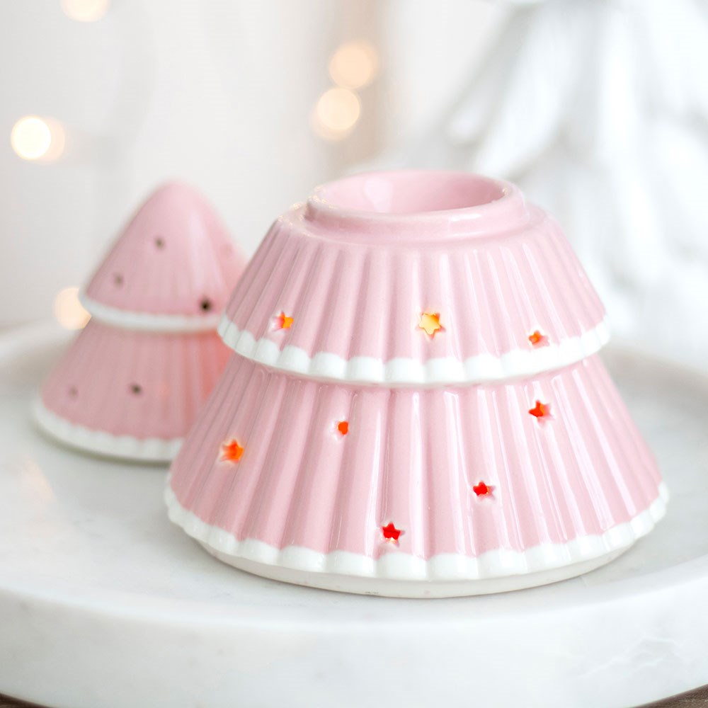 Süße Duftlampe „Tannenbaum" in rosa 15 cm