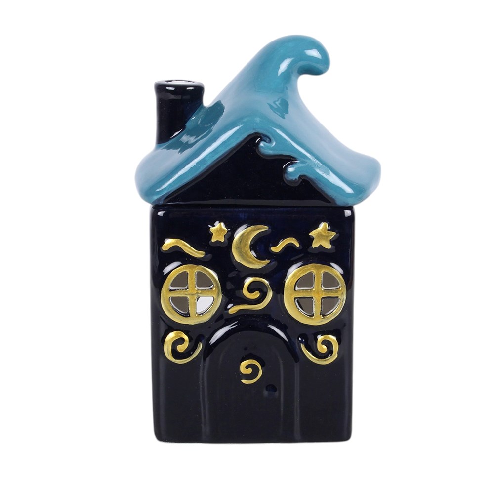 Witchy Duftlampe Moonwave Cottage Ölbrenner Gothic Haus schwarz-gold
