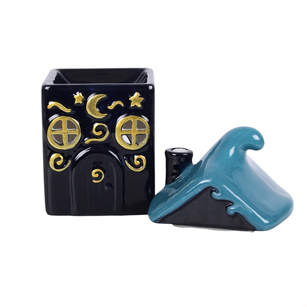 Witchy Duftlampe Moonwave Cottage Ölbrenner Gothic Haus schwarz-gold