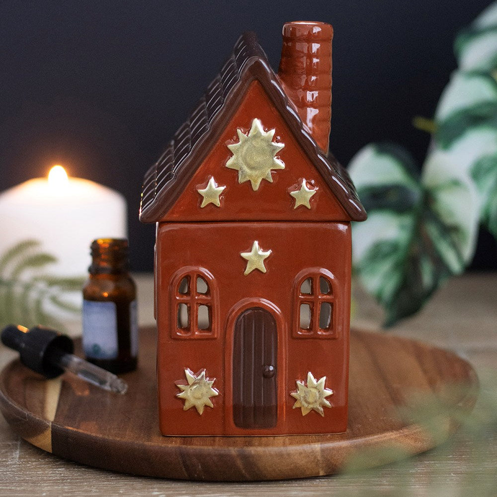 Vintage Duftlampe Ölbrenner aus Keramik braun  "Hearth Cottage"