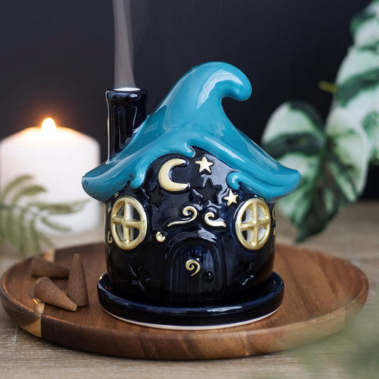 Witchy Moonwave Cottage Keramik Räucherkegelhalter schwarz-gold
