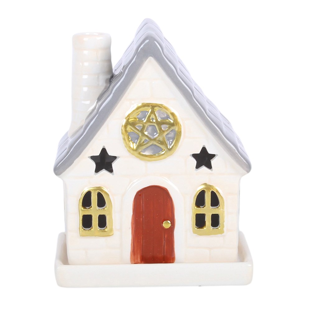 Stone Cottage Raucherkegelhalter vintage Geschenk Haus creme-gold