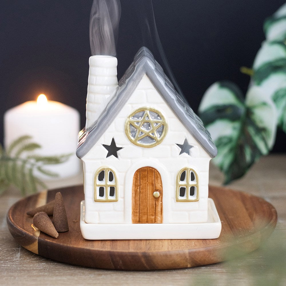 Stone Cottage Raucherkegelhalter vintage Geschenk Haus creme-gold