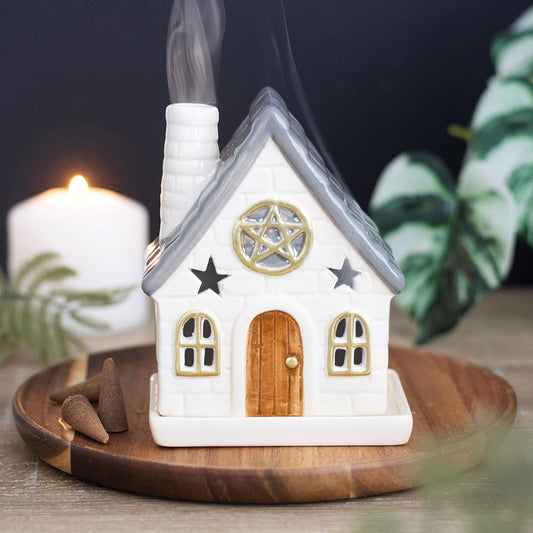 Stone Cottage Raucherkegelhalter vintage Geschenk Haus creme-gold
