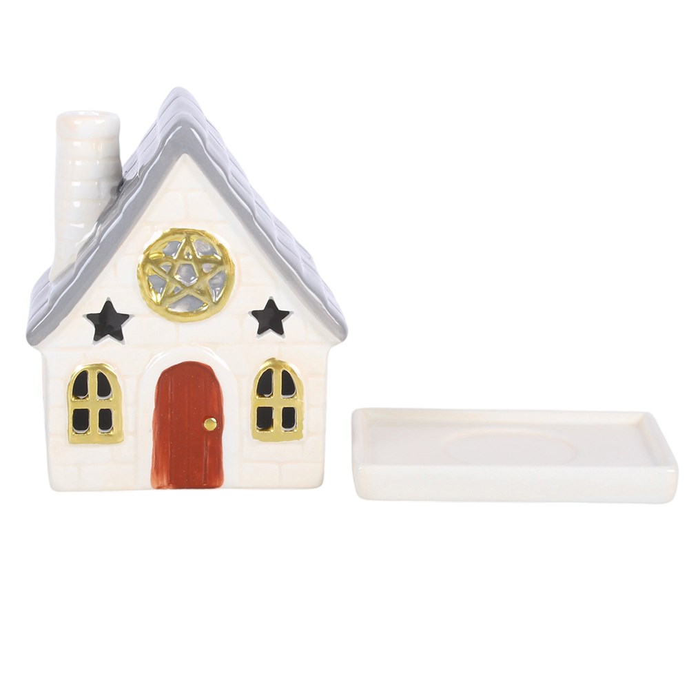 Stone Cottage Raucherkegelhalter vintage Geschenk Haus creme-gold
