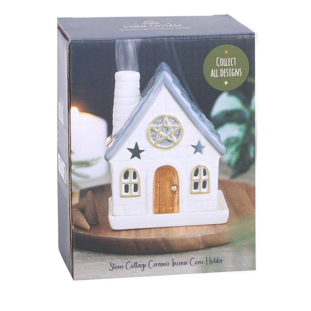 Stone Cottage Raucherkegelhalter vintage Geschenk Haus creme-gold