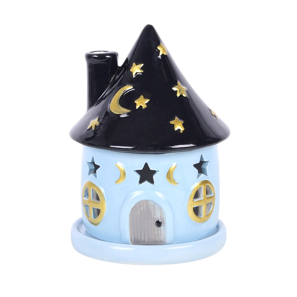 Celestial Cottage Keramik Raucherkegelhalter Vintage Deko Haus blau