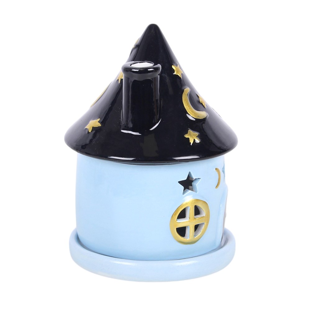 Celestial Cottage Keramik Raucherkegelhalter Vintage Deko Haus blau