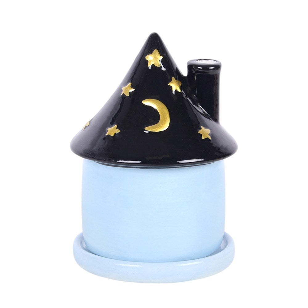 Celestial Cottage Keramik Raucherkegelhalter Vintage Deko Haus blau