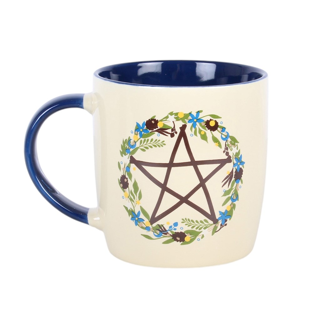 Solstice Wreath Pentagramm Tasse – Vorderseite links