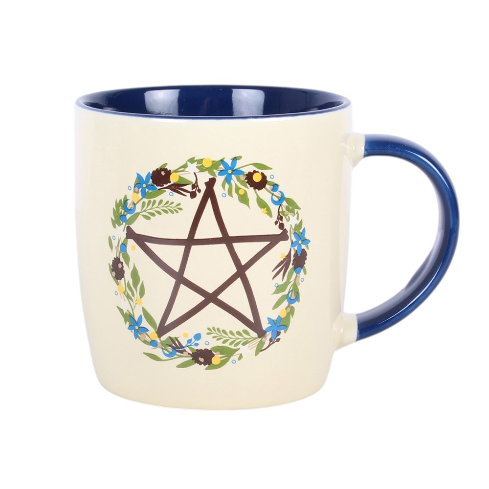 Solstice Wreath Pentagramm Tasse – Vorderseite rechts