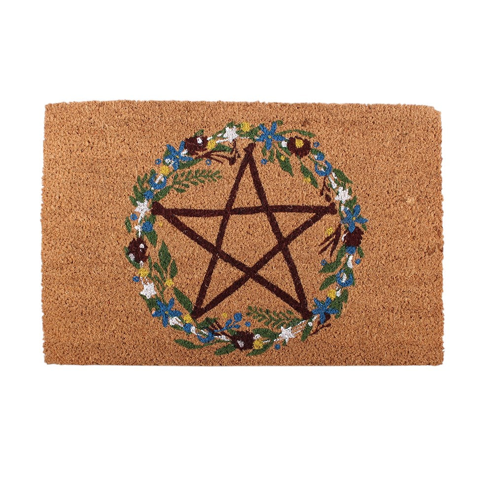 Witchy Fußmatte Pentagramm Blumenkranz frontal