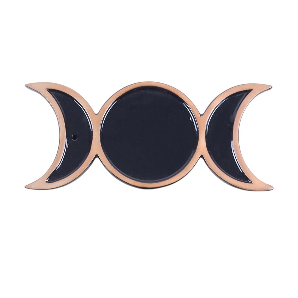 Gothic Räucherstäbchenhalter Triple Moon – Frontansicht schwarz