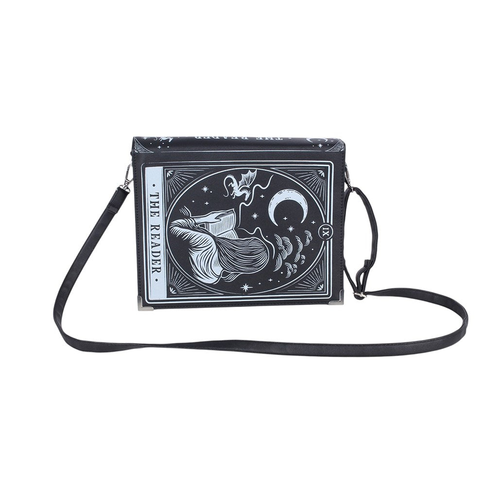 The Reader Tarot Buchhandtasche – Freisteller Seitenansicht mit Schulterriemen