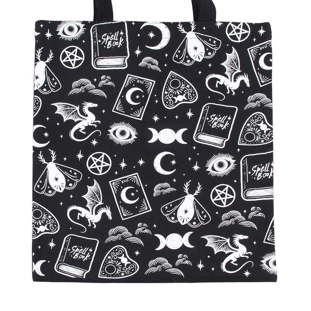 Witchy Icons Stofftasche – Detailaufnahme Muster Vorderseite