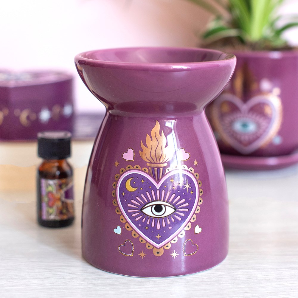 Sacred Sight Duftlampe mit Herz-Augen-Motiv Violett Witchy