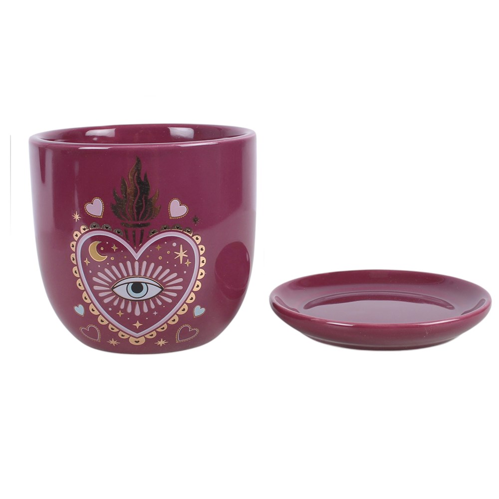 Sacred Sight Blumentopf mit Untersetzer und Herz-Augen-Motiv Witchy
