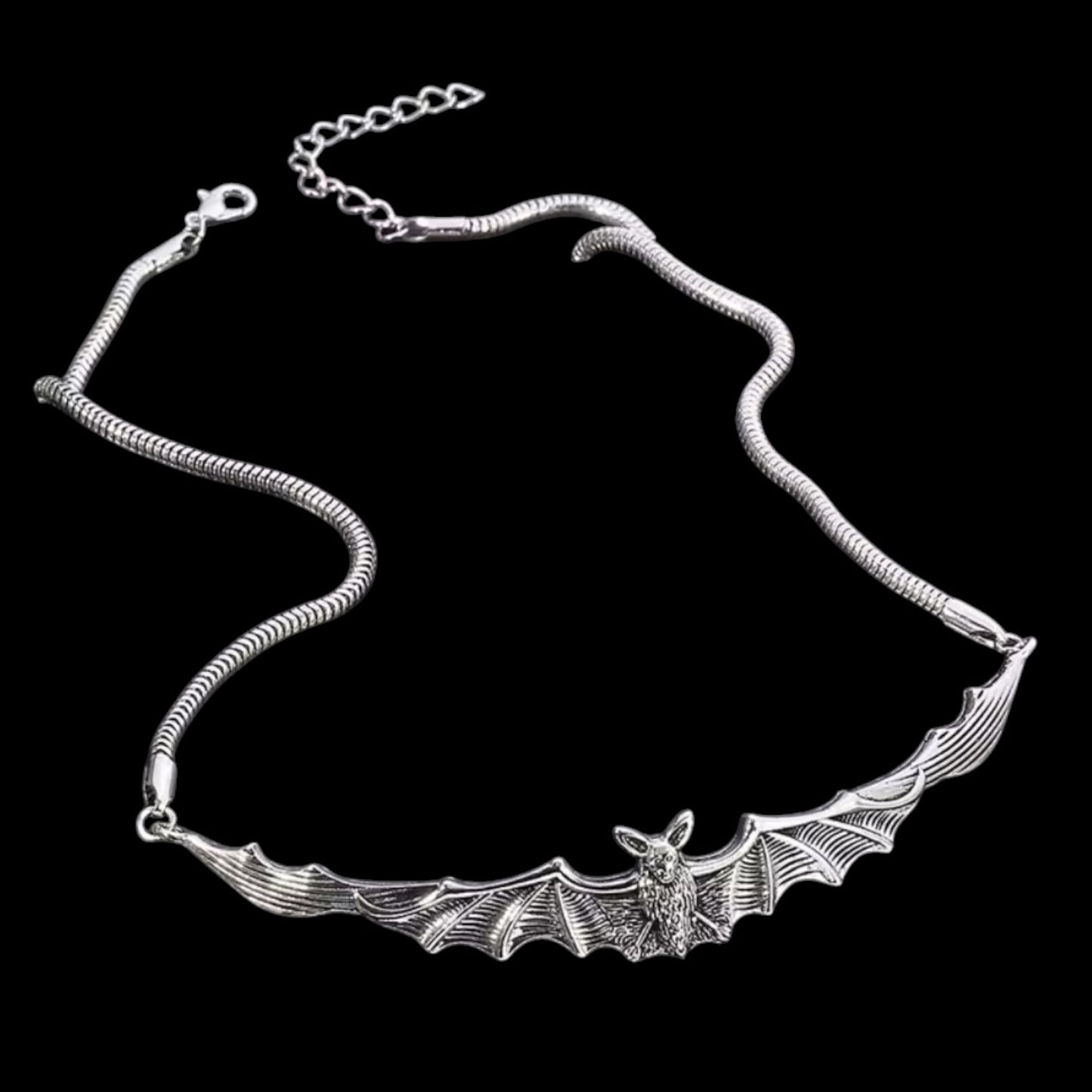 Gothic Fledermaus Bat Choker Halskette – Zinklegierung - silberfarben