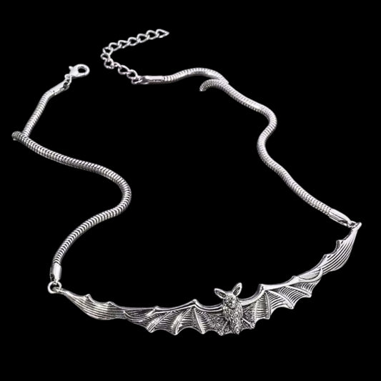Gothic Fledermaus Bat Choker Halskette – Zinklegierung - silberfarben