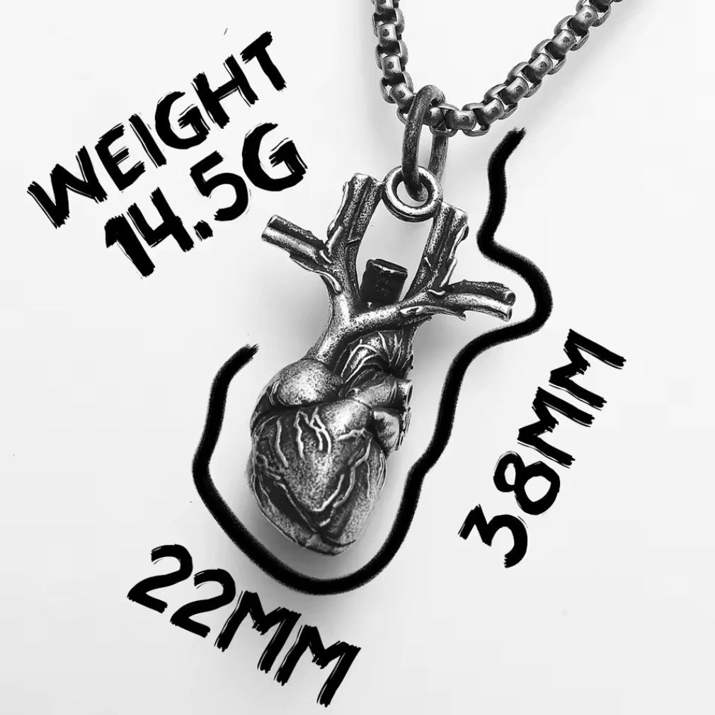 Anatomical Heart - Haleskette Medaillon Anatomisches Herz vintage