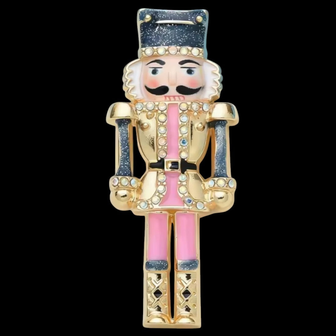 Nussknacker Soldat Brosche schwarzer Hintergrund
