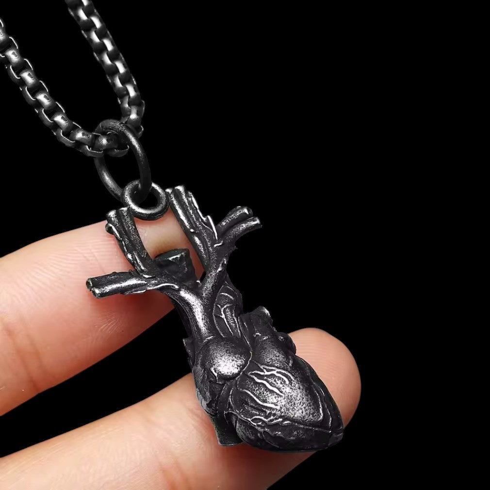 Anatomical Heart - Haleskette Medaillon Anatomisches Herz vintage