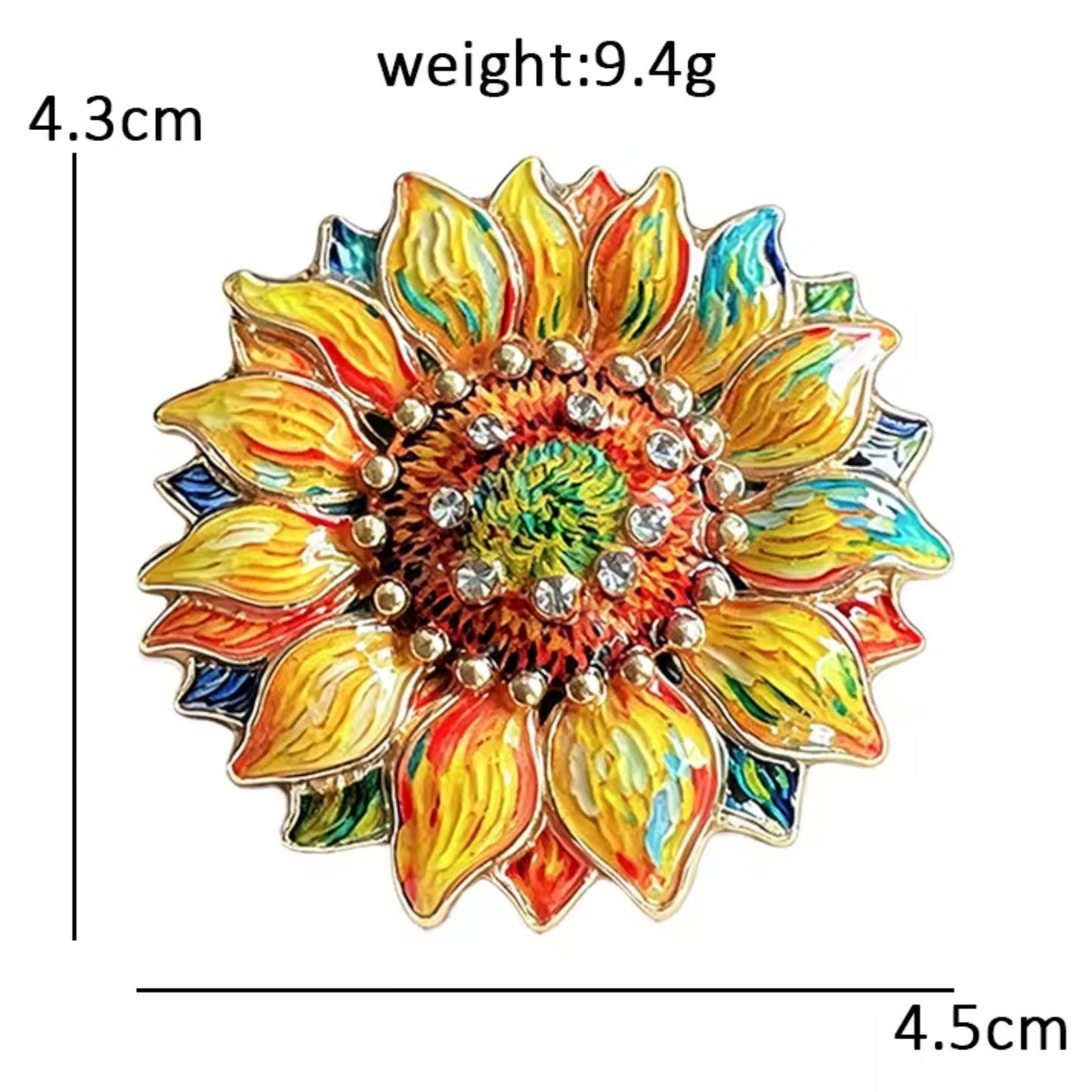 Sonnenblumen Brosche Maßangaben 4,5 x 4,3 cm Gewicht 9,4g