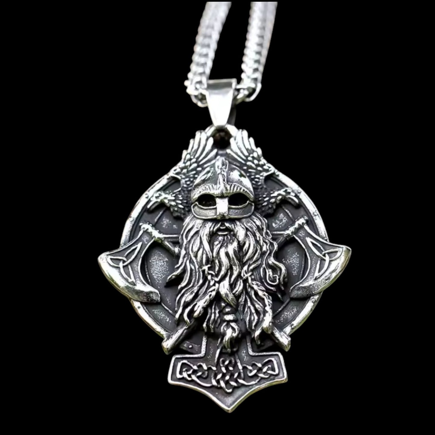 Odin  & Mjolnir keltisches Kreuz Halskette mit Anhänger Edelstahl