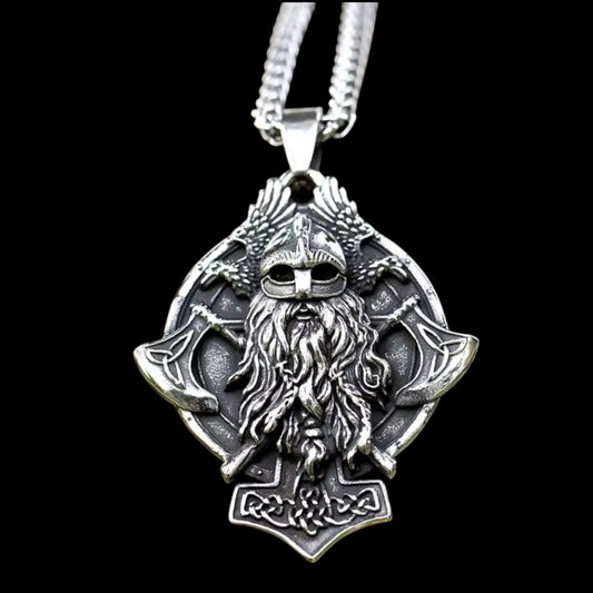 Odin  & Mjolnir keltisches Kreuz Halskette mit Anhänger Edelstahl