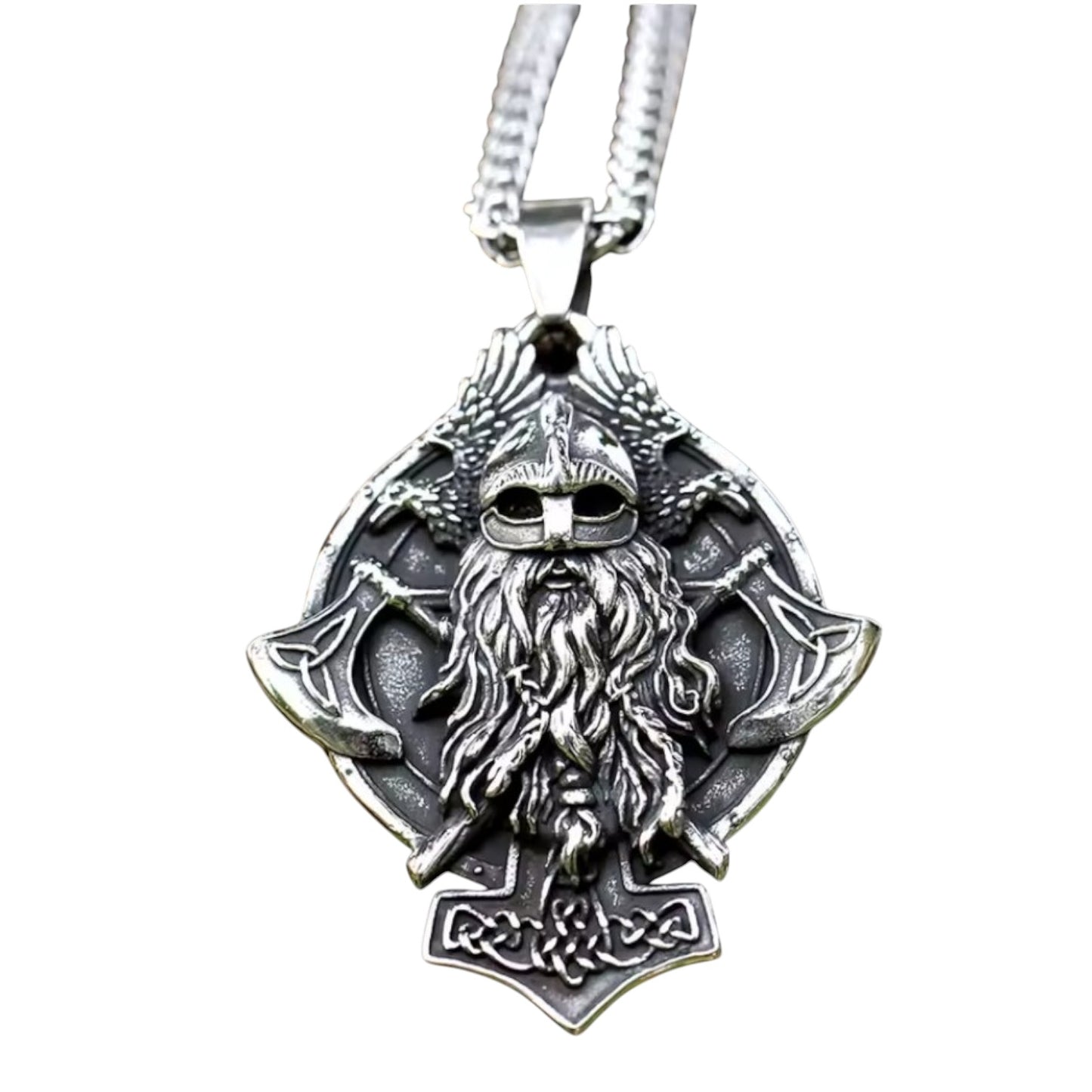 Odin  & Mjolnir keltisches Kreuz Halskette mit Anhänger Edelstahl