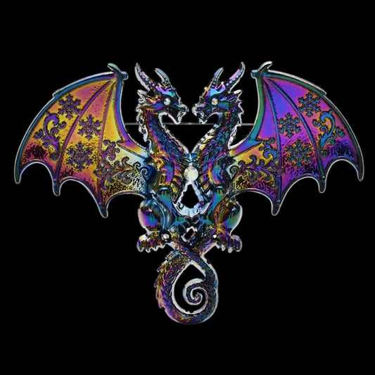 Vintage Drachen-Brosche mit irisierendem Regenbogen-Effekt