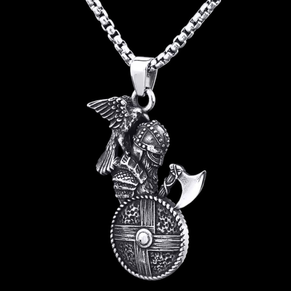 Viking Warrior Valkyrie Wikinger mit Axt Edelstahl Halskette