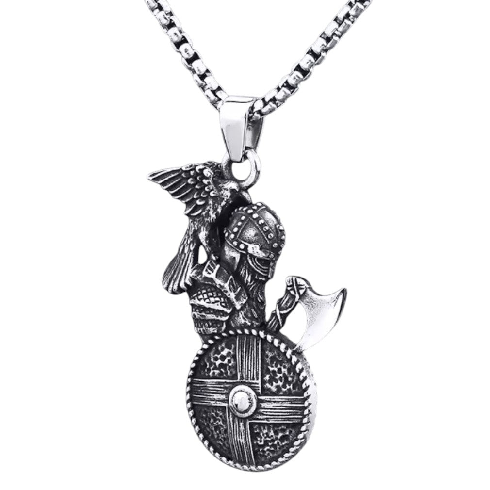 Viking Warrior Valkyrie Wikinger mit Axt Edelstahl Halskette