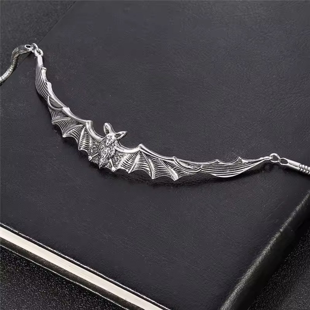 Gothic Fledermaus Bat Choker Halskette – Zinklegierung - silberfarben