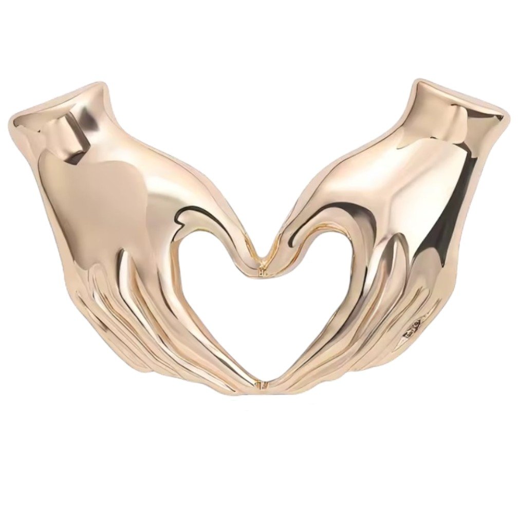 Vintage Hände-Herz Brosche – Gold